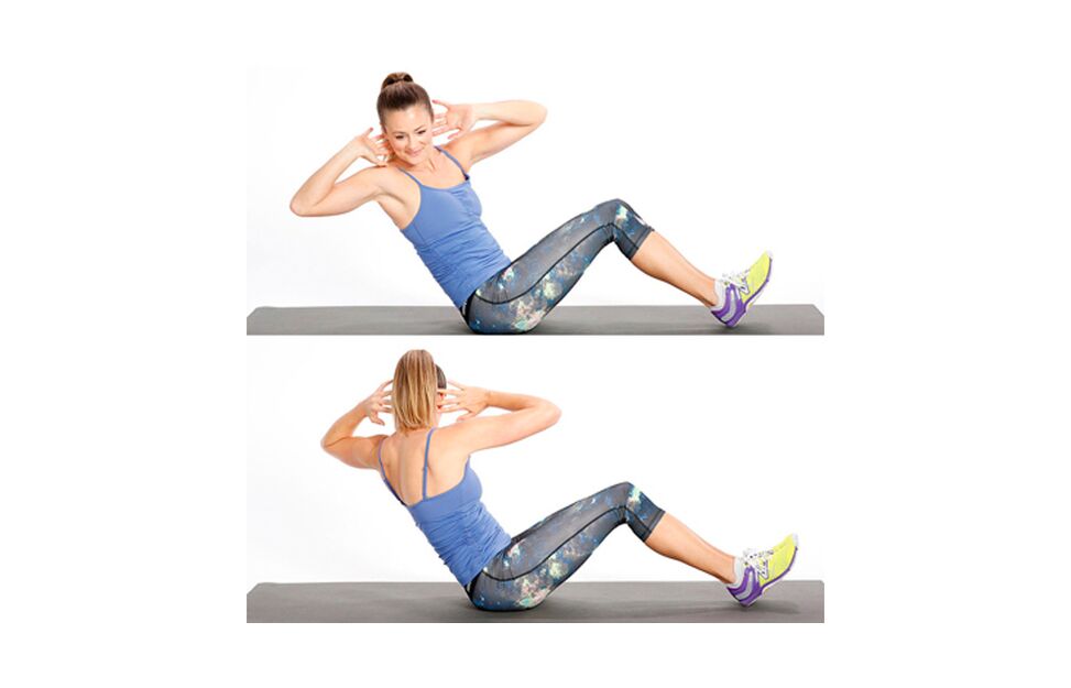 Lifting the body with a twist against excess weight on the sides