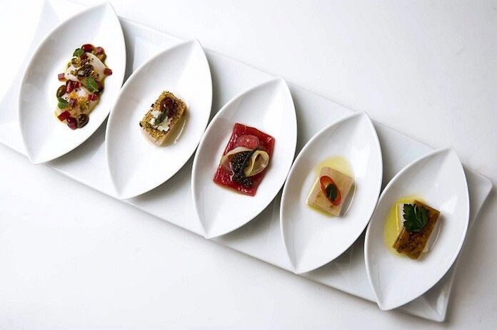 small portions of Japanese diet dishes